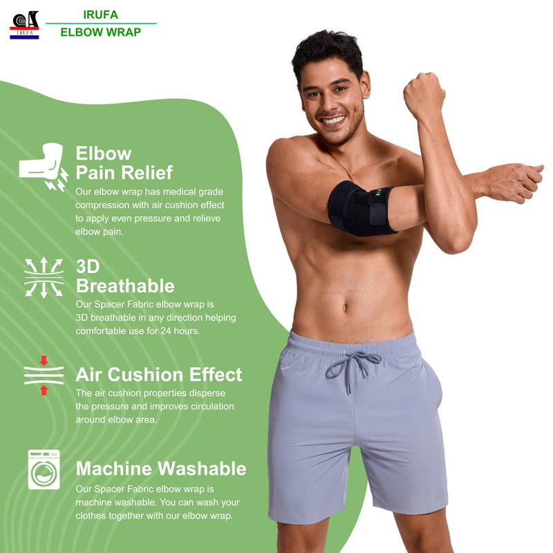 【Elbow Wrap】Spacer Fabric Adjustable Tennis Elbow Wrap for Golfers, Tendonitis