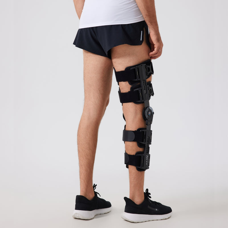 【KN-ROM-A11】Spacer Fabric Carbon Fiber ROM Knee Brace with Quick Release Buckle Straps