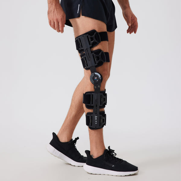 【KN-ROM-A11】Spacer Fabric Carbon Fiber ROM Knee Brace with Quick Release Buckle Straps