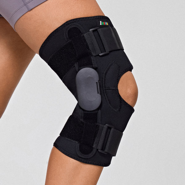 【KN-OS-23 ROM3】Spacer Fabric ROM Hinged Knee Wrap with Adjustable Straps