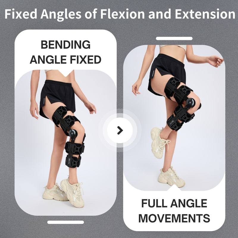 【KN-ROM-A11】Spacer Fabric Carbon Fiber ROM Knee Brace with Quick Release Buckle Straps