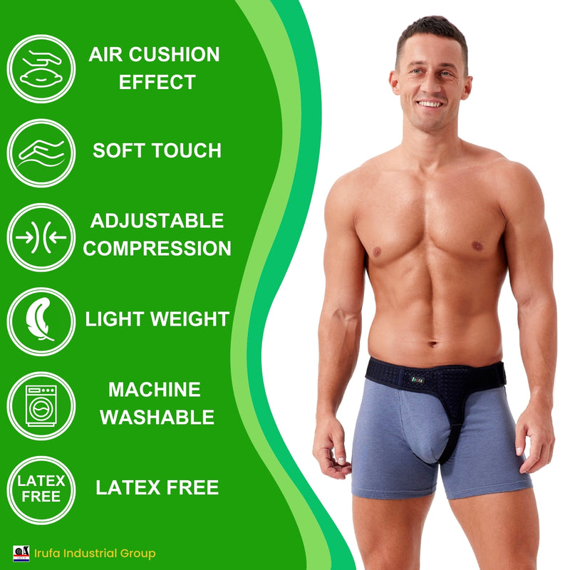 【HB-SF-201 LEFT】Left Side Spacer Fabric Inguinal Groin Hernia Belts for Men