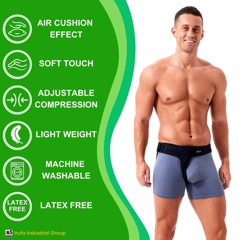 【HB-SF-201 RIGHT】 Right Side Spacer Fabric Inguinal Groin Hernia Belts for Men - Spacer Fabric Postoperative Men's Inguinal Hernia Support Belt for Inguinal Hernia