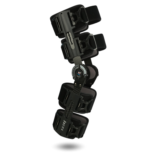 【KN-ROM-A11】Spacer Fabric Carbon Fiber ROM Knee Brace with Quick Release Buckle Straps