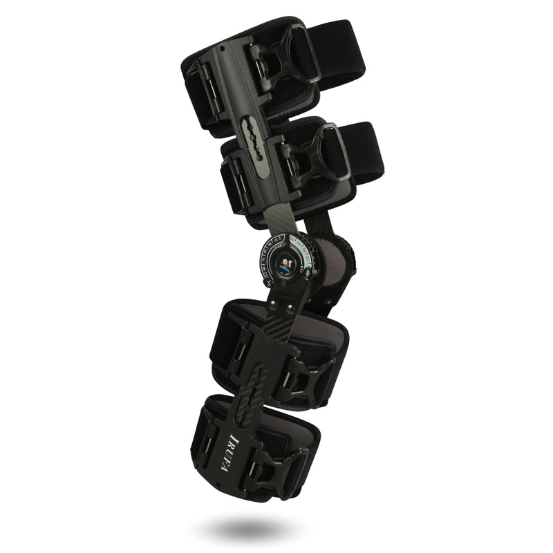 【KN-ROM-A11】Spacer Fabric Carbon Fiber ROM Knee Brace with Quick Release Buckle Straps